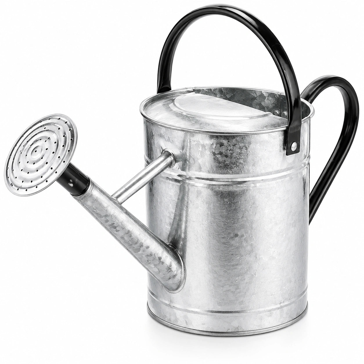 Arrosoir en métal galvanisé 5l argent avec poignée noire