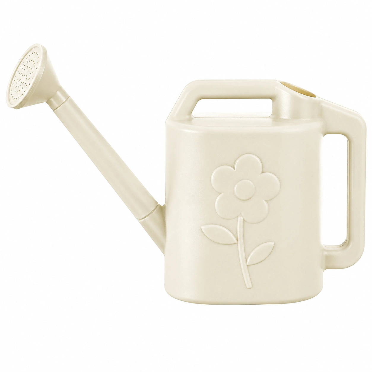 Arrosoir beige 10l avec double poignées et motif fleur