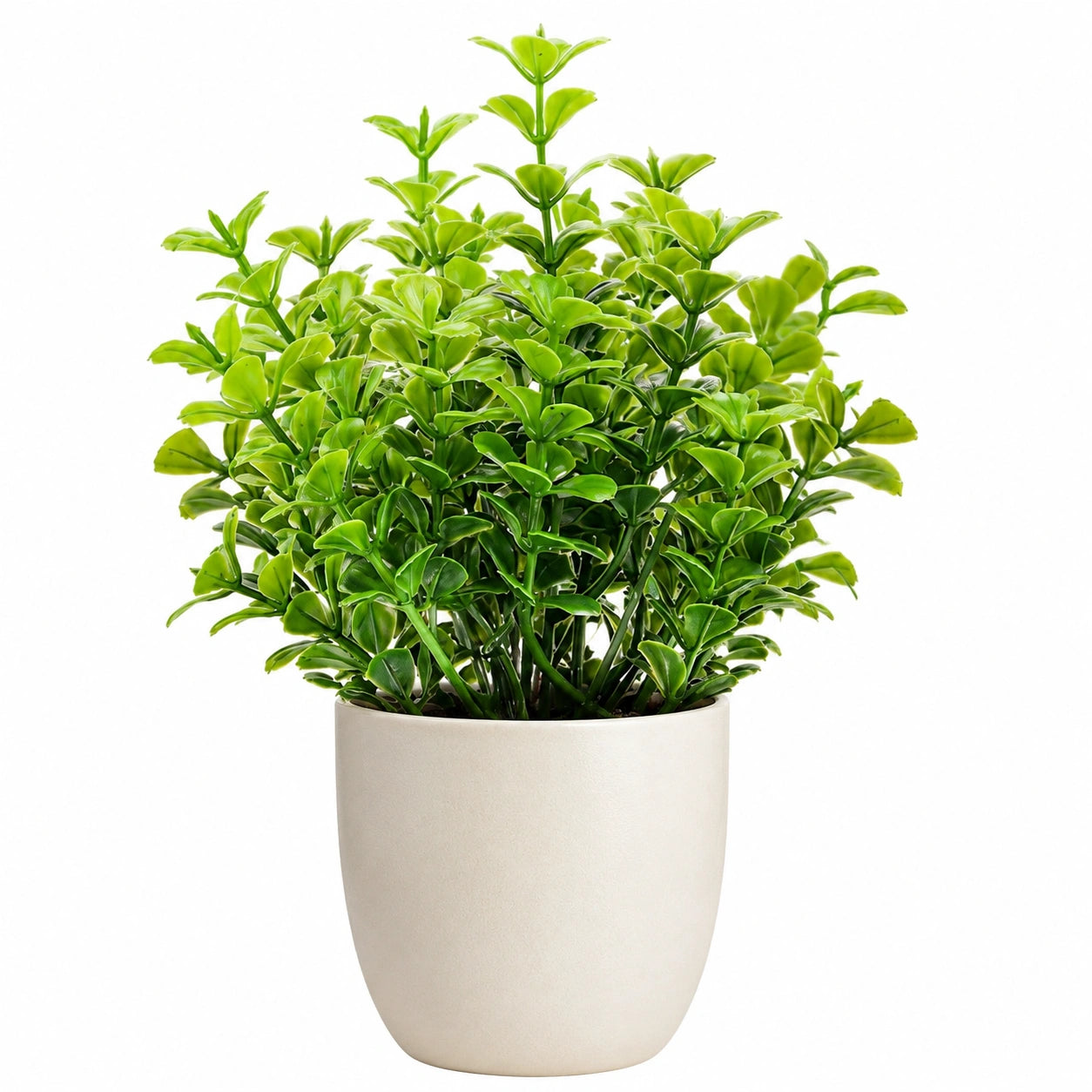 Plante verte artificielle en pot crème - hauteur 35cm