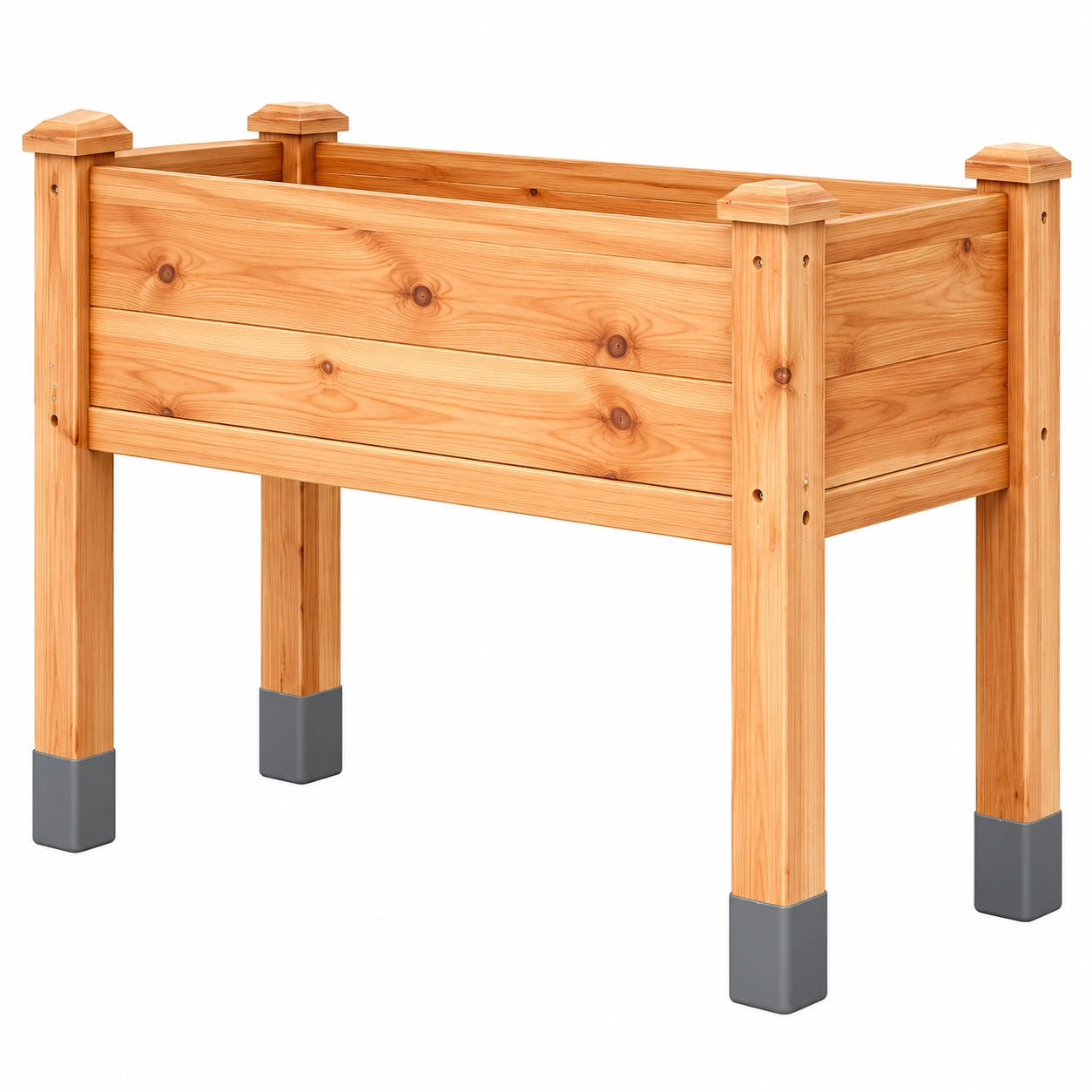 Jardinière surélevée en bois naturel avec pieds protecteurs