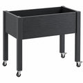 Jardinière surélevée extérieure noire avec roulettes
