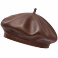 Béret en similicuir marron classique