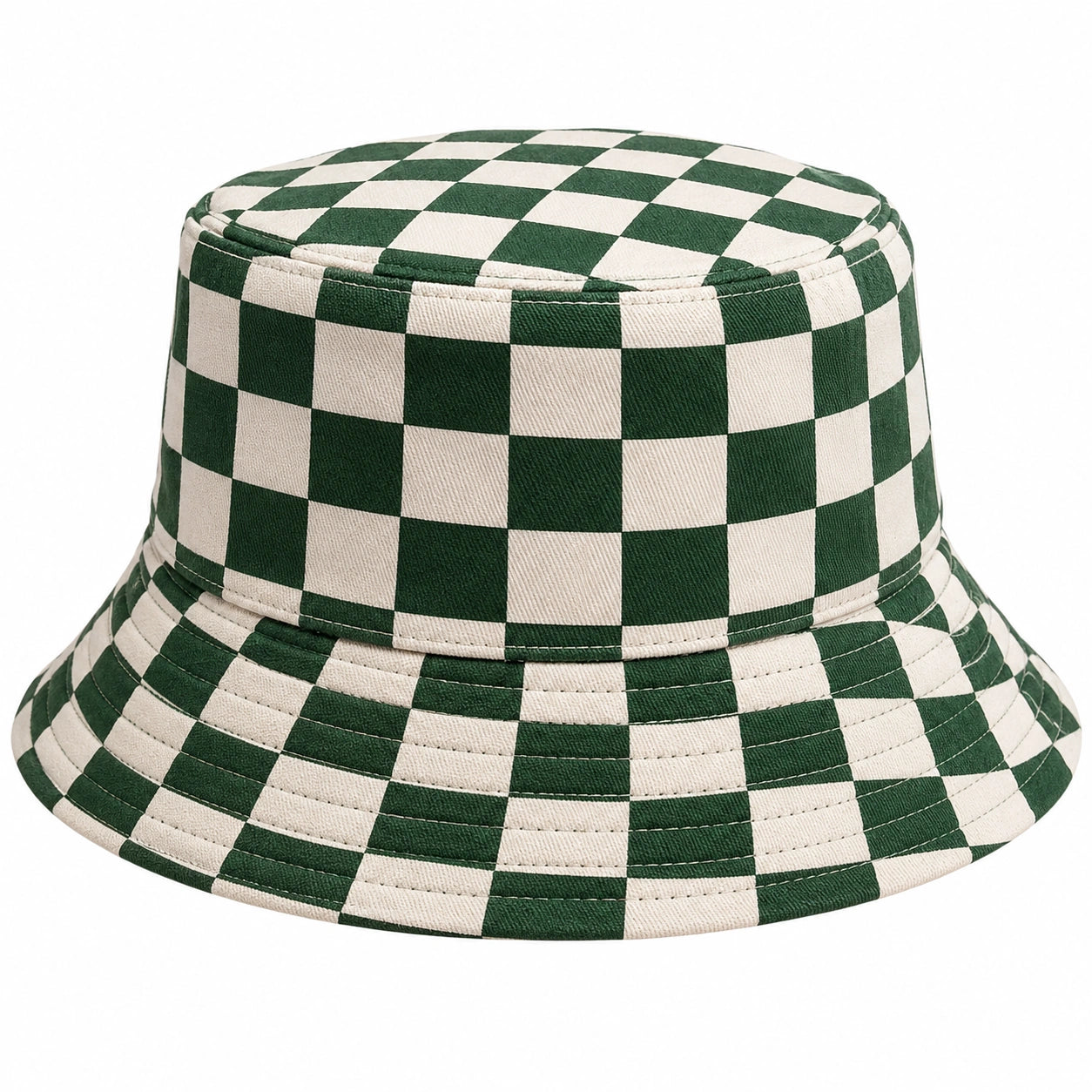 Chapeau bob à carreaux vert et blanc