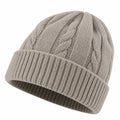 Bonnet torsadé en maille beige