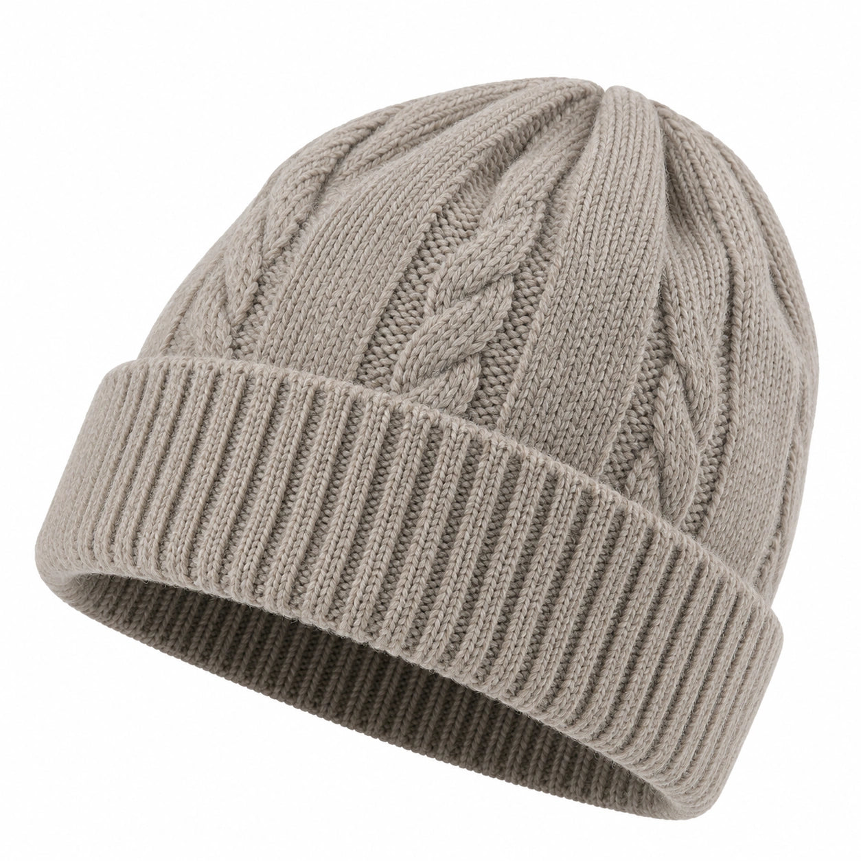 Bonnet torsadé en maille beige