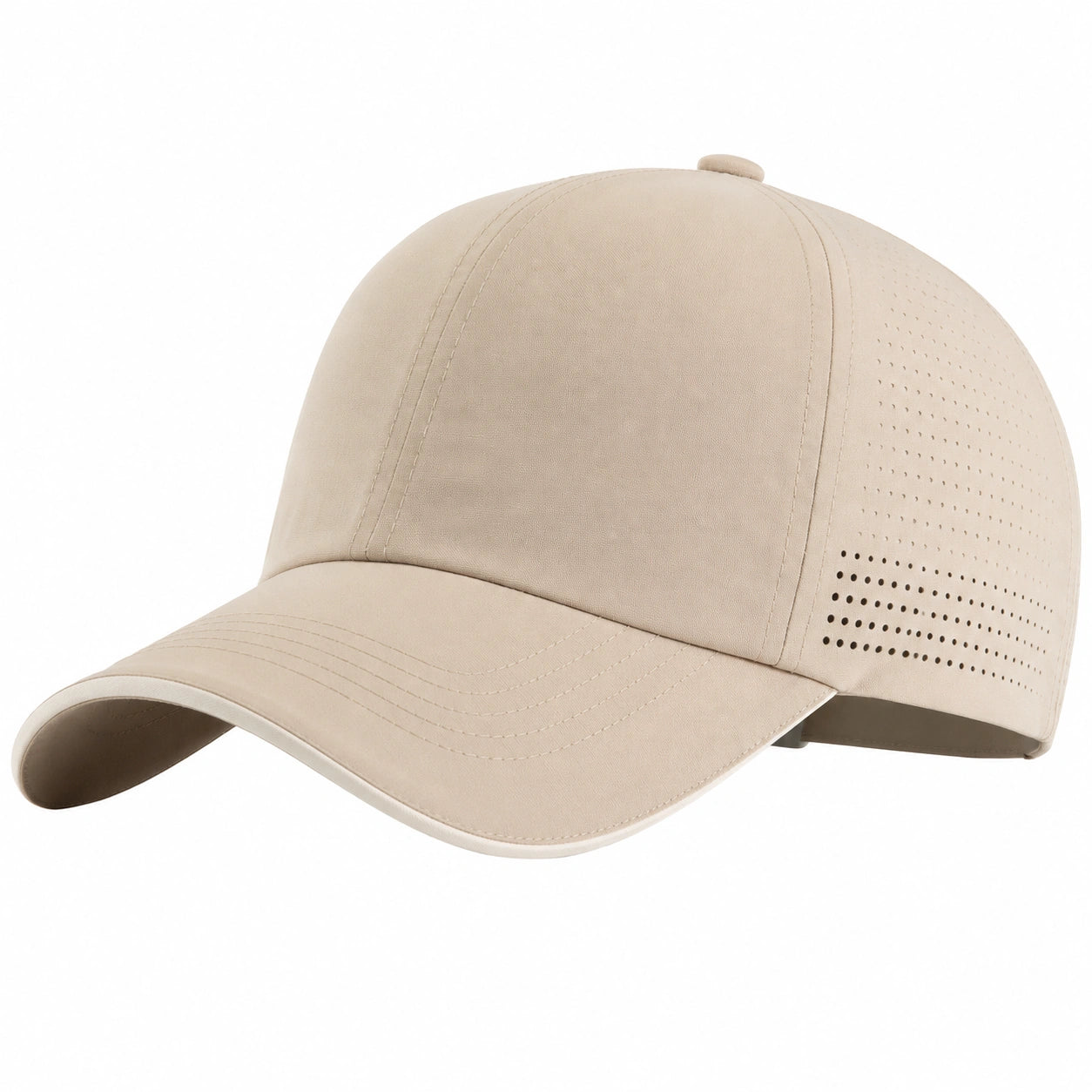 Casquette légère perforée beige avec sangle ajustable