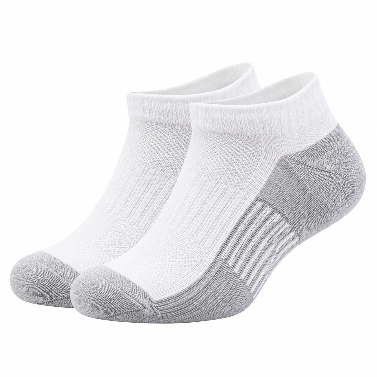 Chaussettes basses de sport blanches et grises respirantes