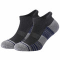 Chaussettes courtes sport respirantes noir et gris rayées