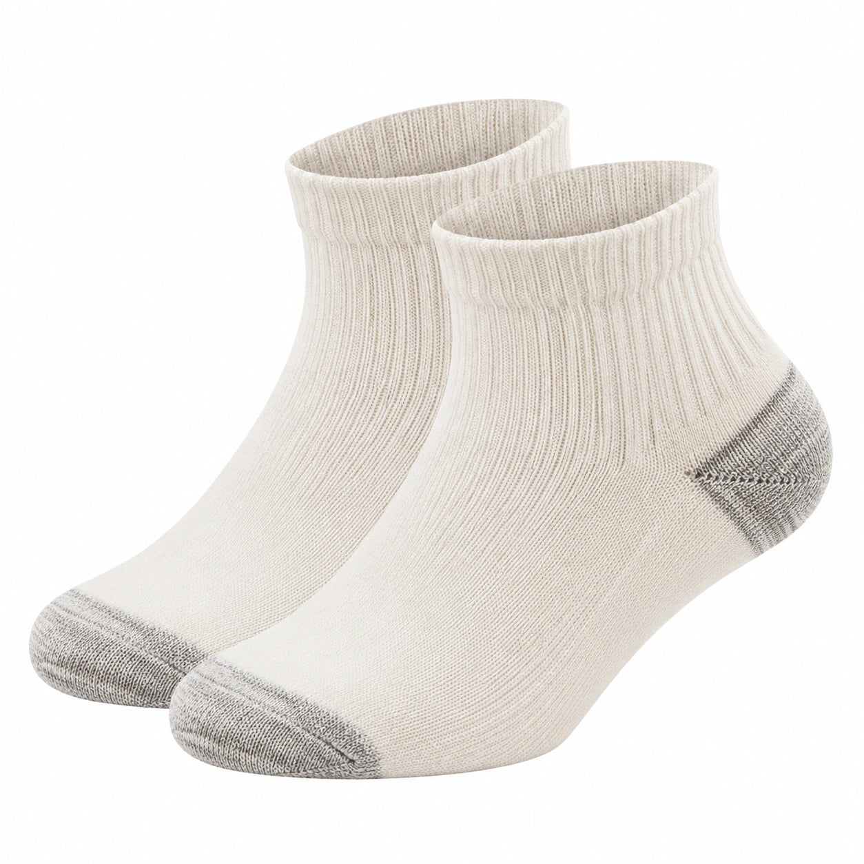 Chaussettes courtes en coton beige et gris pour adulte