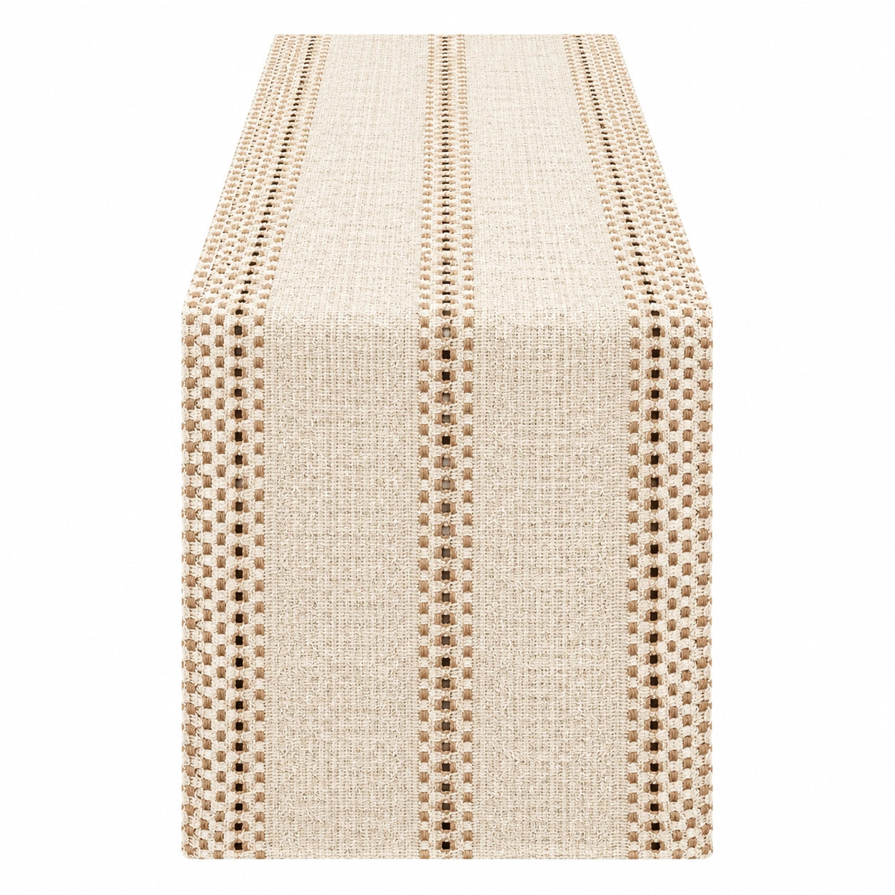 Chemin de table beige à rayures, 150 cm