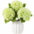 Bouquet de fleurs artificielles hortensia vert avec vase